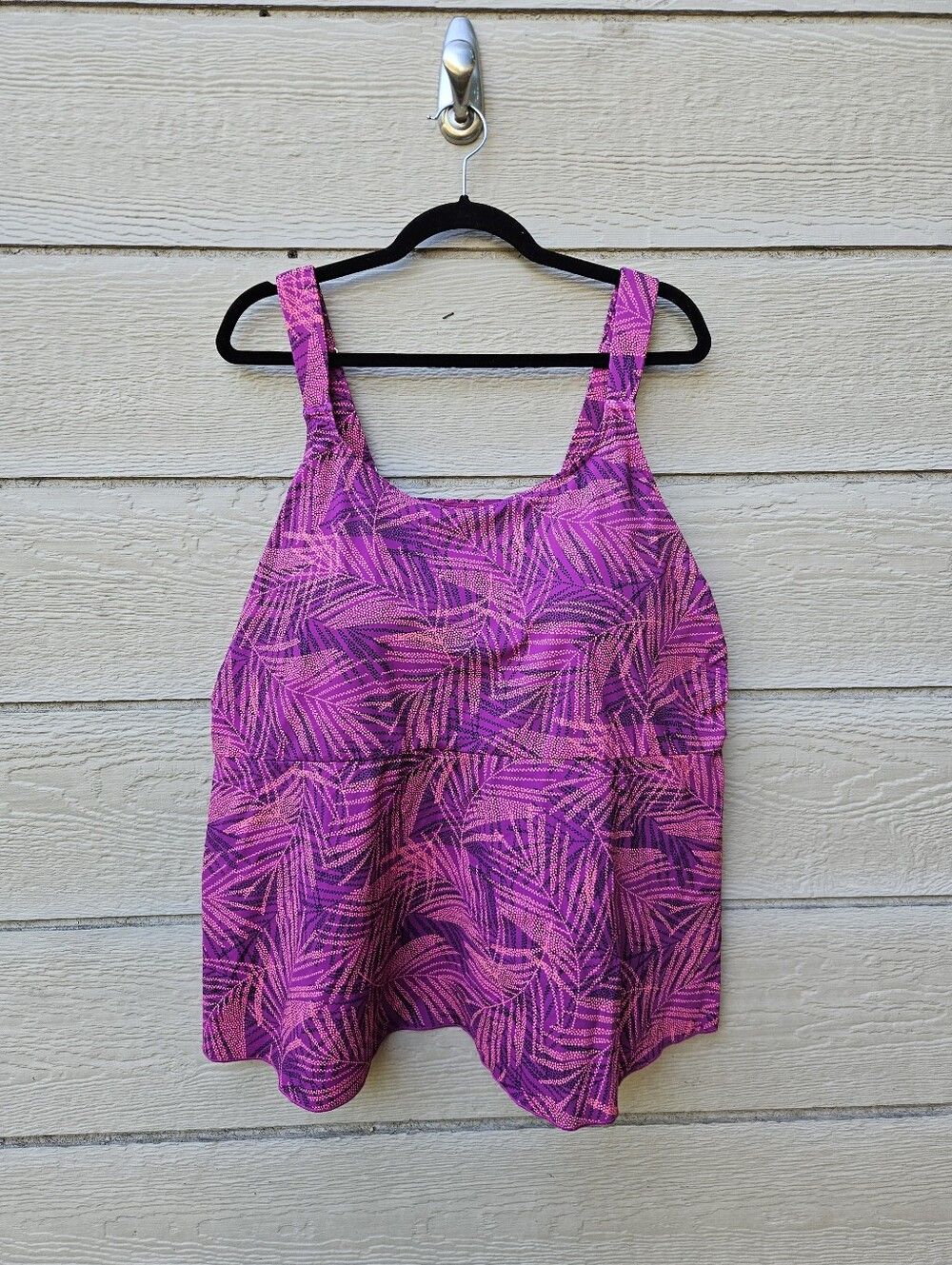 Lands' End tankini swim top pink and purple highclo 3X with partial tags